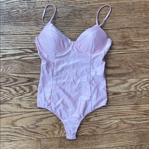Pink satin bodysuit